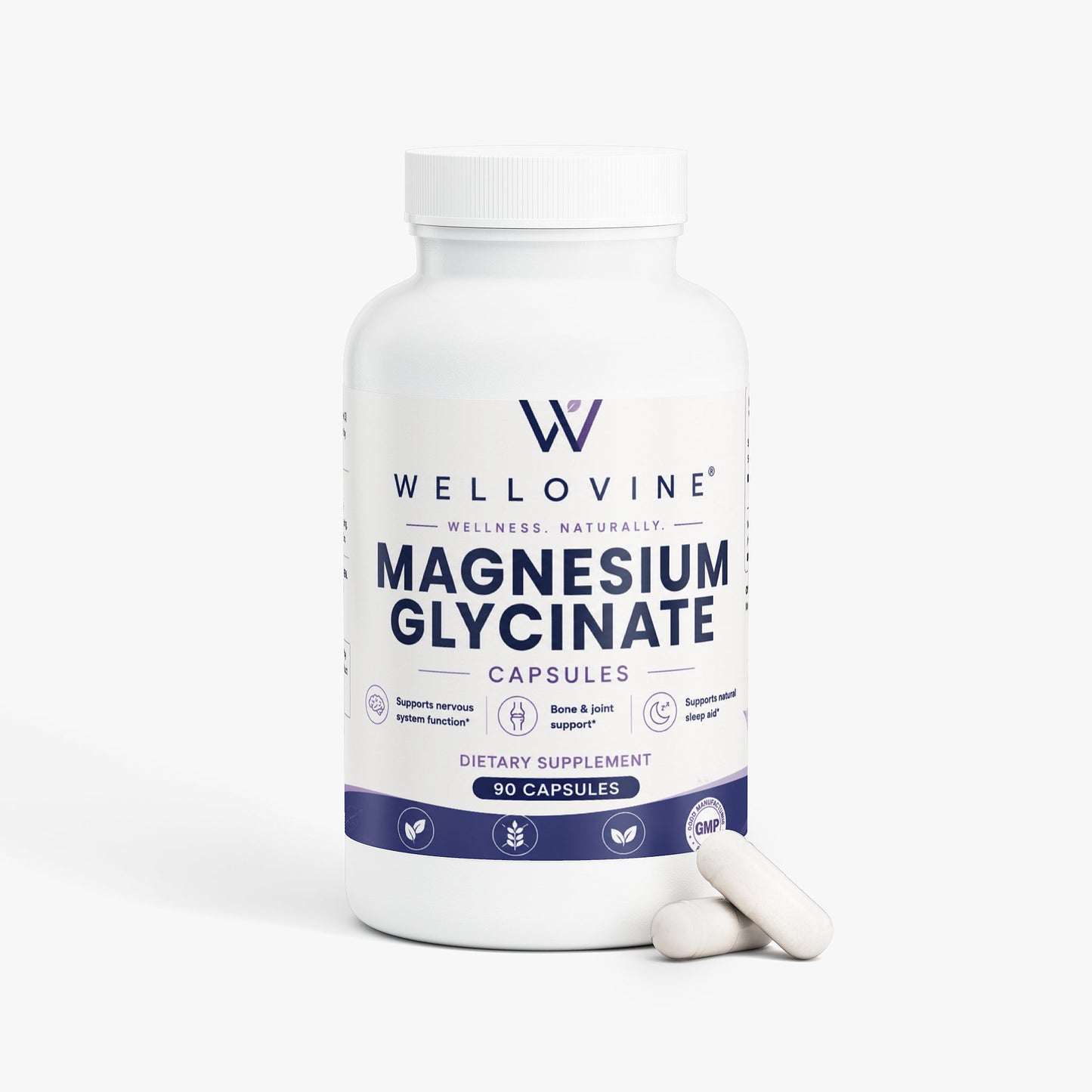 Wellovine® Magnesium Glycinate – High Absorption Magnesium for Relaxation, Muscle & Nerve Support | 275 mg | 90 Capsules