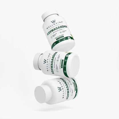 Wellovine® Ashwagandha with Black Pepper – Organic Stress Support & Calm | 60 Vegan Capsules