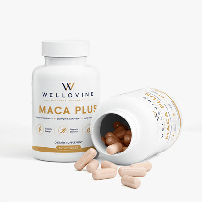 Wellovine® Organic Maca Plus – Triple Maca Blend for Energy, Vitality & Hormonal Balance | 1,500+ mg | 60 Vegan Capsules