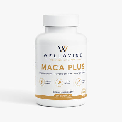 Wellovine® Organic Maca Plus – Triple Maca Blend for Energy, Vitality & Hormonal Balance | 1,500+ mg | 60 Vegan Capsules