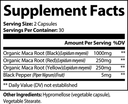 Wellovine® Organic Maca Plus – Triple Maca Blend for Energy, Vitality & Hormonal Balance | 1,500+ mg | 60 Vegan Capsules